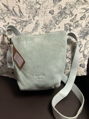 Margot Kaye Mint Suede Crossbody Bag with Adjustable Strap